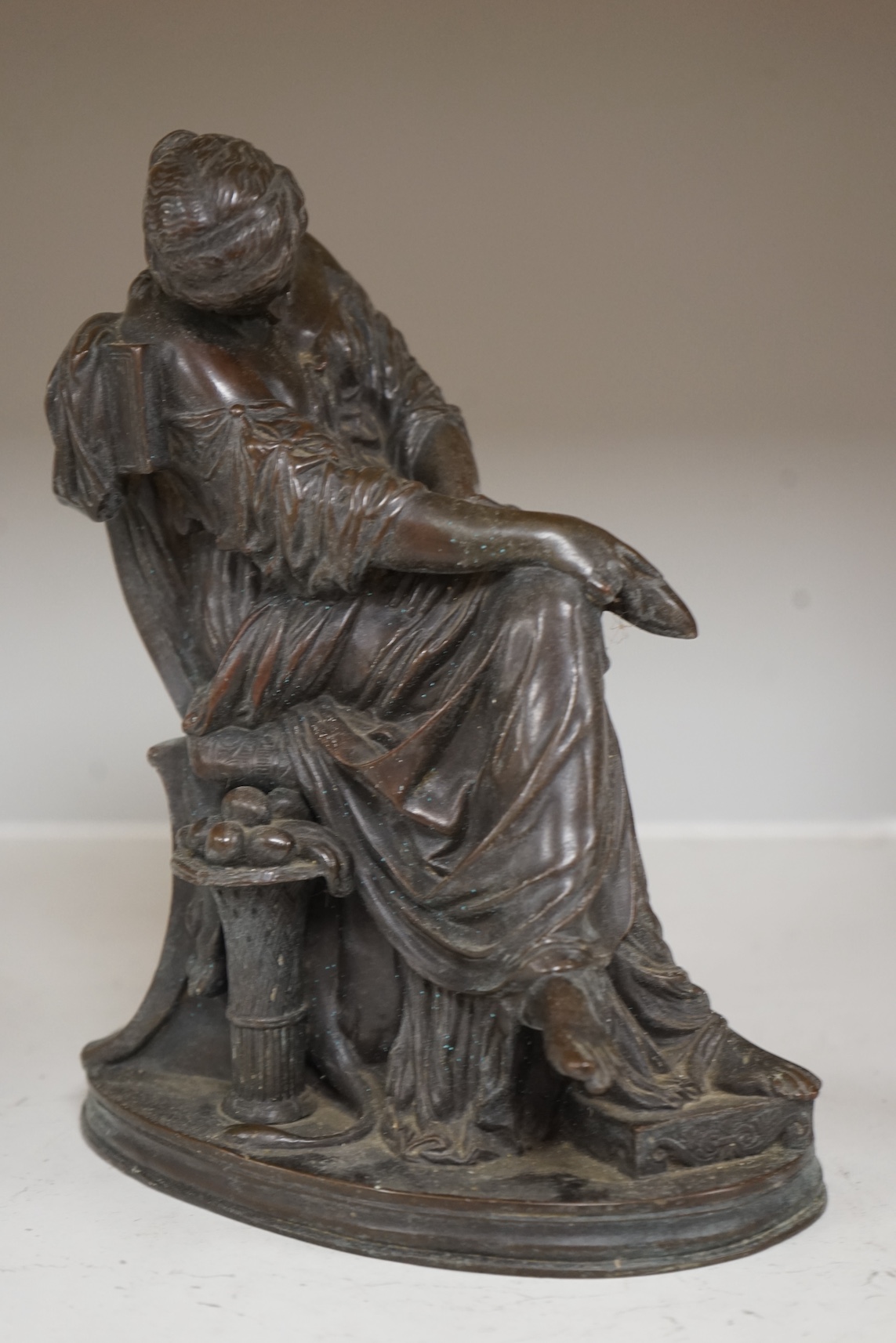 After Pierre Jules Cavelier (French 1814 -1894), bronze of a classical maiden, Ferdinand Barbedienne foundry mark, 25cm high. Condition - good